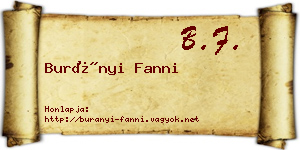 Burányi Fanni névjegykártya